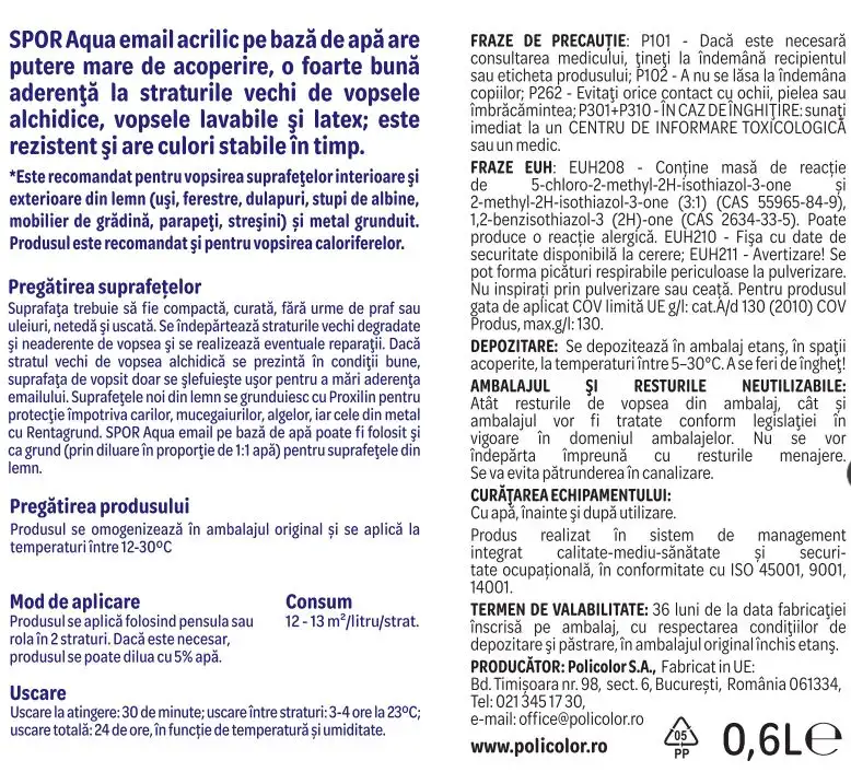 SPOR AQUA email lucios pe bază de apă
