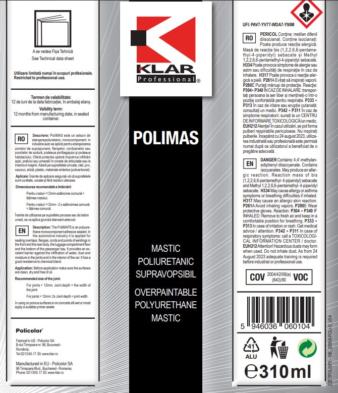 107. KLAR Polimas mastic